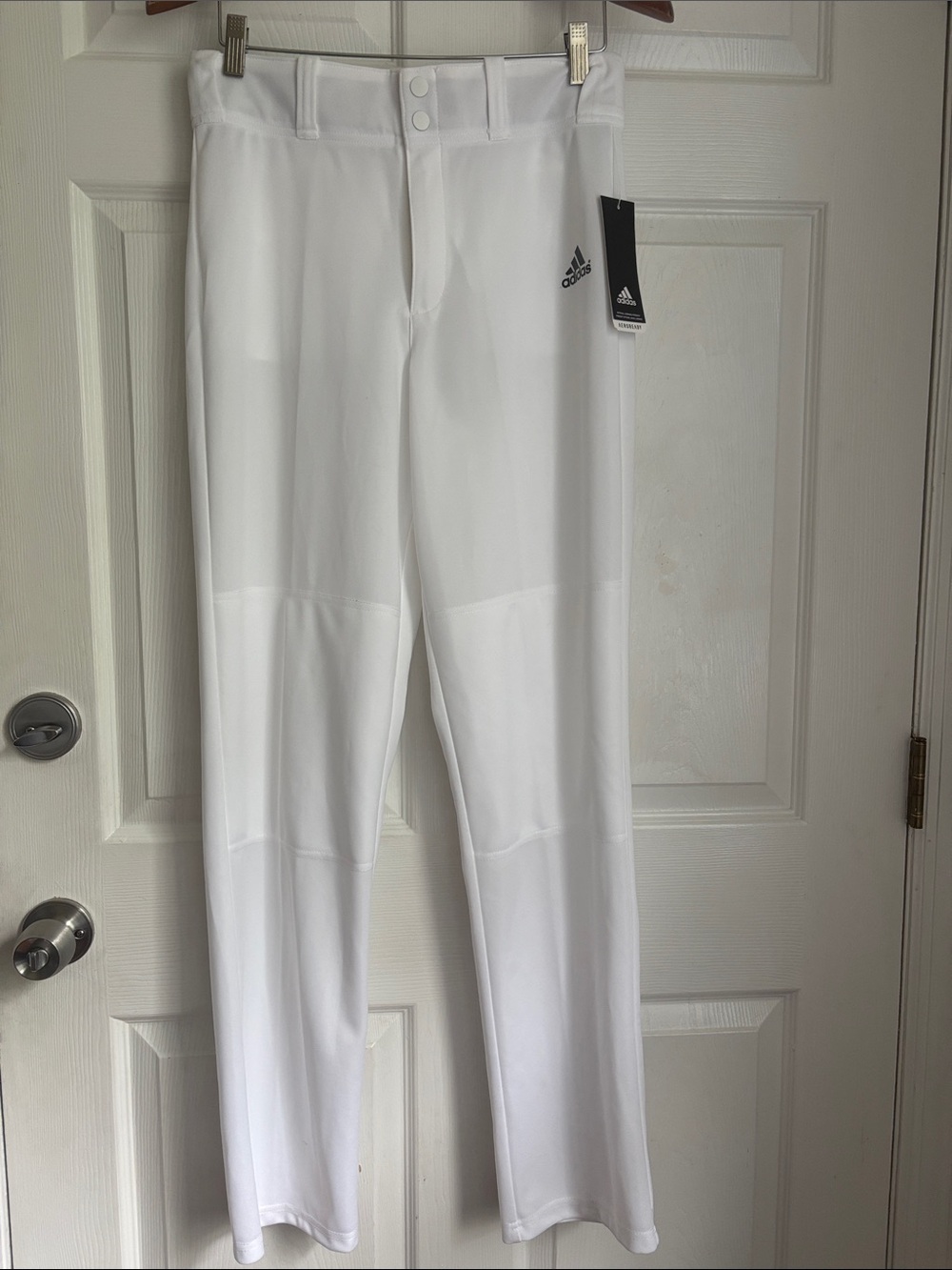 NEW adidas AEROREADY Triple Stripe Open Bottom White Pants Size S Baseball Sport